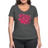 Kiss me font - Frauen Bio-T-Shirt mit V-Ausschnitt von Stanley & Stella - Anthrazit