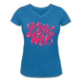 Kiss me font - Frauen Bio-T-Shirt mit V-Ausschnitt von Stanley & Stella - Pfauenblau