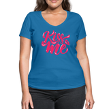 Kiss me font - Frauen Bio-T-Shirt mit V-Ausschnitt von Stanley & Stella - Pfauenblau