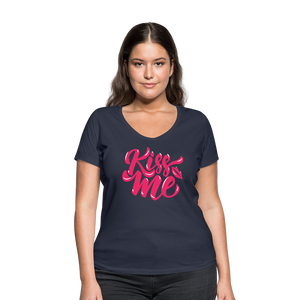 Kiss me font - Frauen Bio-T-Shirt mit V-Ausschnitt von Stanley & Stella - Weiß