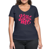 Kiss me font - Frauen Bio-T-Shirt mit V-Ausschnitt von Stanley & Stella - Navy