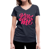 Kiss me font - Frauen Bio-T-Shirt mit V-Ausschnitt von Stanley & Stella - Navy