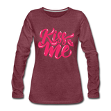 Kiss me fonts - Frauen Premium Langarmshirt - Bordeauxrot meliert