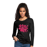 Kiss me fonts - Frauen Premium Langarmshirt - Anthrazit