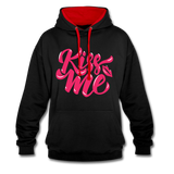 Kiss me fonts - Frauen Kontrast-Hoodie - Schwarz/Rot