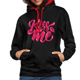 Kiss me fonts - Frauen Kontrast-Hoodie - Schwarz/Rot