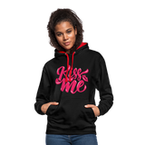 Kiss me fonts - Frauen Kontrast-Hoodie - Schwarz/Rot