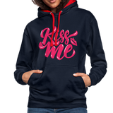 Kiss me fonts - Frauen Kontrast-Hoodie - Navy/Rot