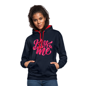 Kiss me fonts - Frauen Kontrast-Hoodie - Navy/Rot