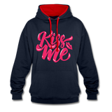 Kiss me fonts - Frauen Kontrast-Hoodie - Navy/Rot