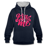 Kiss me fonts - Frauen Kontrast-Hoodie - Navy/Grau meliert