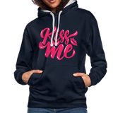 Kiss me fonts - Frauen Kontrast-Hoodie - Navy/Grau meliert