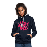 Kiss me fonts - Frauen Kontrast-Hoodie - Navy/Grau meliert