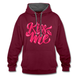 Kiss me fonts - Frauen Kontrast-Hoodie - Weinrot/Anthrazit