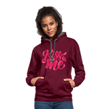 Kiss me fonts - Frauen Kontrast-Hoodie - Weinrot/Anthrazit