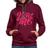 Kiss me fonts - Frauen Kontrast-Hoodie - Weinrot/Anthrazit