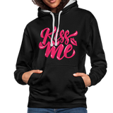 Kiss me fonts - Frauen Kontrast-Hoodie - Schwarz/Grau meliert