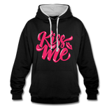 Kiss me fonts - Frauen Kontrast-Hoodie - Schwarz/Grau meliert