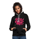 Kiss me fonts - Frauen Kontrast-Hoodie - Schwarz/Grau meliert