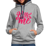 Kiss me fonts - Frauen Kontrast-Hoodie - Grau meliert/Navy