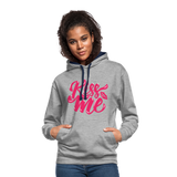 Kiss me fonts - Frauen Kontrast-Hoodie - Grau meliert/Navy