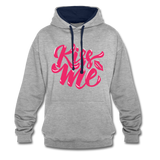 Kiss me fonts - Frauen Kontrast-Hoodie - Grau meliert/Navy