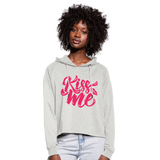 Kiss me fonts - Frauen Cropped Hoodie - Beige meliert