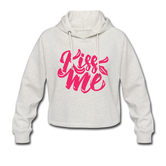 Kiss me fonts - Frauen Cropped Hoodie - Beige meliert