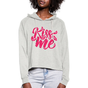 Kiss me fonts - Frauen Cropped Hoodie - Beige meliert