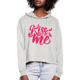 Kiss me fonts - Frauen Cropped Hoodie - Beige meliert