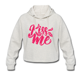 Kiss me fonts - Frauen Cropped Hoodie - Beige meliert