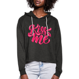 Kiss me fonts - Frauen Cropped Hoodie - Anthrazit