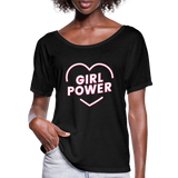 Girl Power - Frauen T-Shirt mit Fledermausärmeln von Bella + Canvas - Schwarz