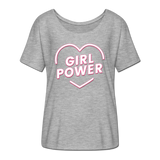 Girl Power - Frauen T-Shirt mit Fledermausärmeln von Bella + Canvas - Grau meliert