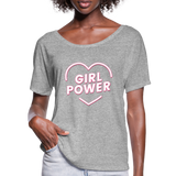 Girl Power - Frauen T-Shirt mit Fledermausärmeln von Bella + Canvas - Grau meliert