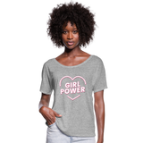 Girl Power - Frauen T-Shirt mit Fledermausärmeln von Bella + Canvas - Grau meliert