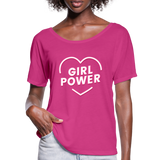 Girl Power - Frauen T-Shirt mit Fledermausärmeln von Bella + Canvas - Fuchsiarot