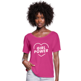 Girl Power - Frauen T-Shirt mit Fledermausärmeln von Bella + Canvas - Fuchsiarot