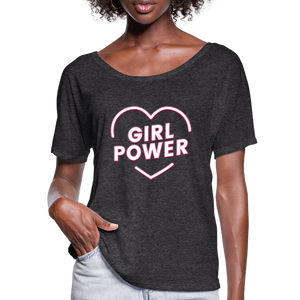 Girl Power - Frauen T-Shirt mit Fledermausärmeln von Bella + Canvas - Anthrazit