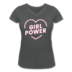 Girl Power - Frauen Bio-T-Shirt mit V-Ausschnitt von Stanley & Stella - Anthrazit