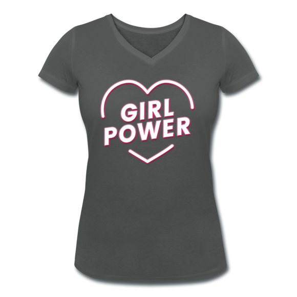 Girl Power - Frauen Bio-T-Shirt mit V-Ausschnitt von Stanley & Stella - Anthrazit