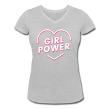 Girl Power - Frauen Bio-T-Shirt mit V-Ausschnitt von Stanley & Stella - Grau meliert