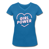 Girl Power - Frauen Bio-T-Shirt mit V-Ausschnitt von Stanley & Stella - Pfauenblau