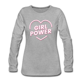 Girl Power - Frauen Premium Langarmshirt - Grau meliert