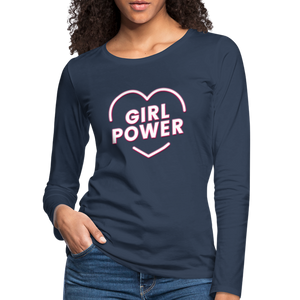 Girl Power - Frauen Premium Langarmshirt - Bordeauxrot meliert