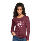 Girl Power - Frauen Premium Langarmshirt - Bordeauxrot meliert