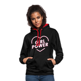 Girl Power - Frauen Kontrast-Hoodie - Schwarz/Rot