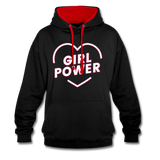 Girl Power - Frauen Kontrast-Hoodie - Schwarz/Rot