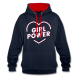 Girl Power - Frauen Kontrast-Hoodie - Navy/Rot