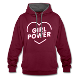 Girl Power - Frauen Kontrast-Hoodie - Weinrot/Anthrazit